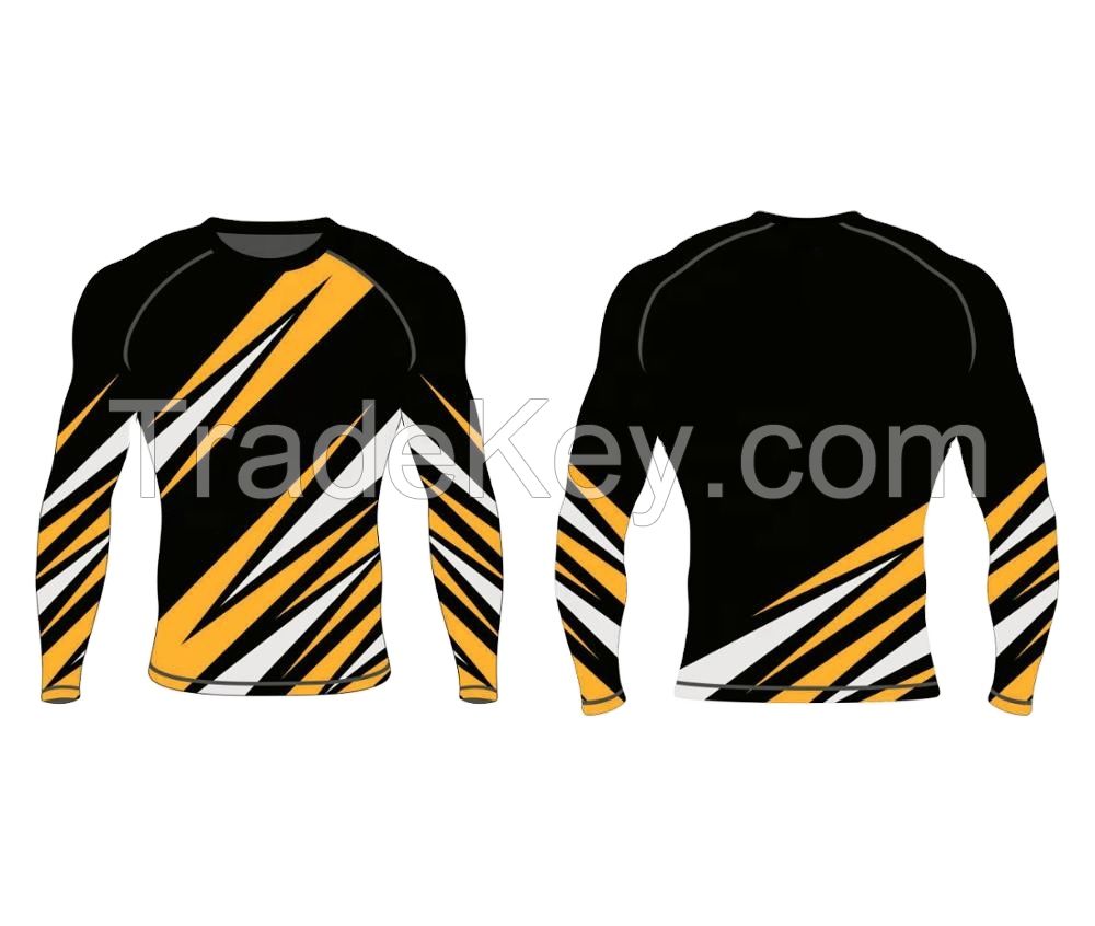 Oem Blank Surf Sports Rashguard Printed Compression Shirt Long Sleeve Mma Custom Logo Polyester Sublimation Rash Guard For Men