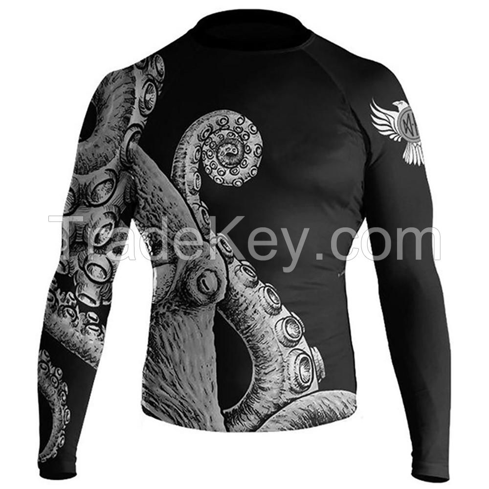 Rashguard Men Long Sleeve Rash Guard Quick Dry Rashie Sublimation Printed Rash Vest UPF50+ Surfing Ras