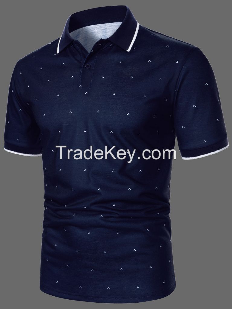 Men's Printed Polo Shirt Wholesale Price In Blue Color 2023