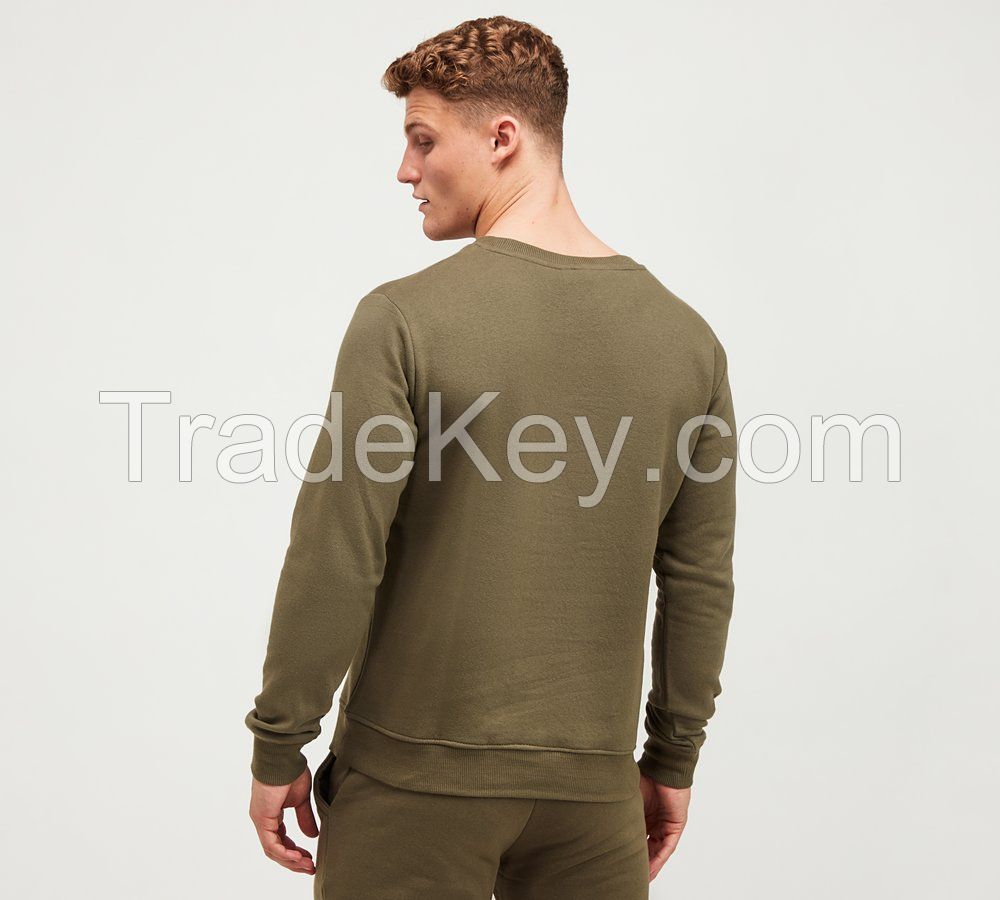 Custom Printing embroidery pattern logo unisex long sleeve solid color men crew neck sweatshirt Men's Hoodies & Sweatshirts