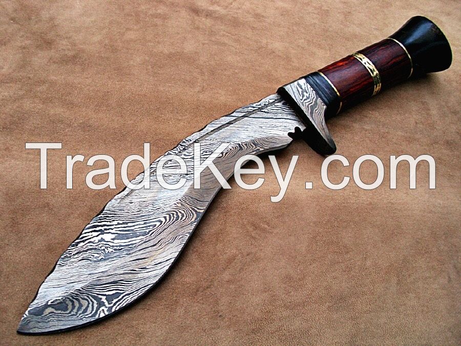 Damascus Kukri Knife 15 Inches, Twisted Pattern
