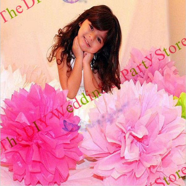 Wholesale 10000PCS/Lot Colorful Tissue Paper Pom Pom Flower Wedding Party Decoration Supplies