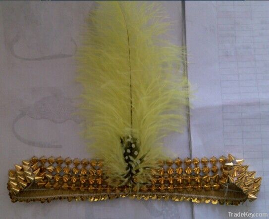 elastic headband with feather