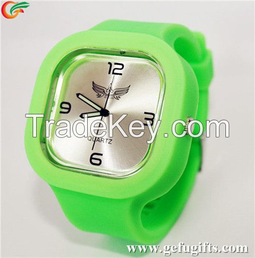 GF-JE-014 Fashion Green Simple Dial Jelly Silicone Watches