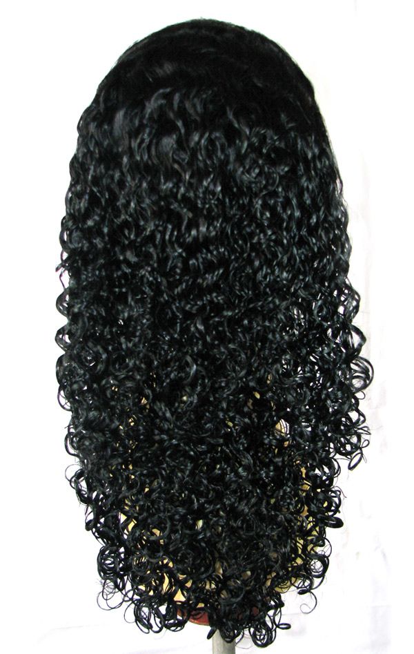 100% real human hair 16''-24'' natural color 15mm curl Malaysian virgin hair full lace wig for beauty