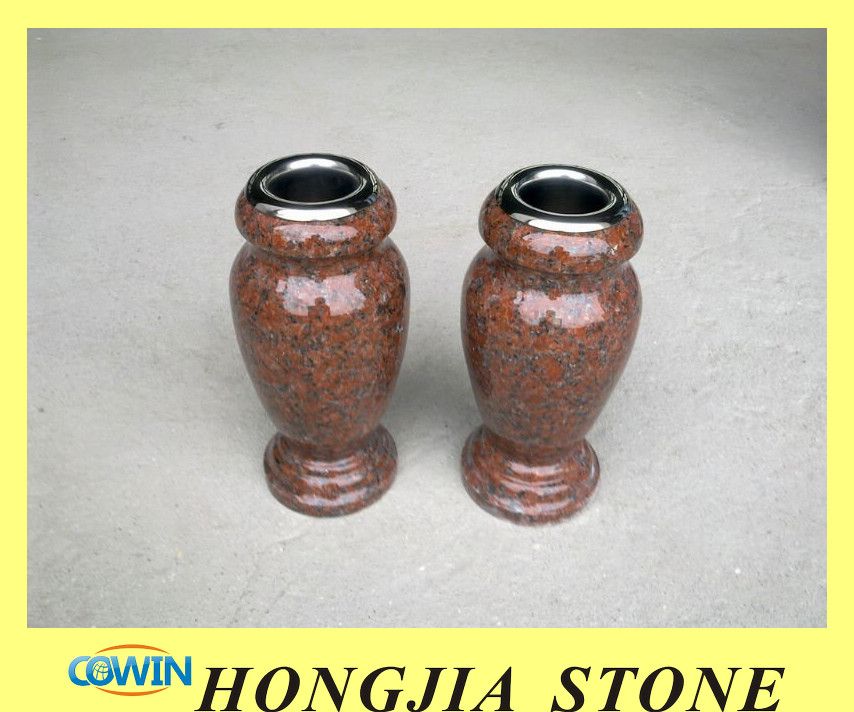 Red Granite Memorial Vases