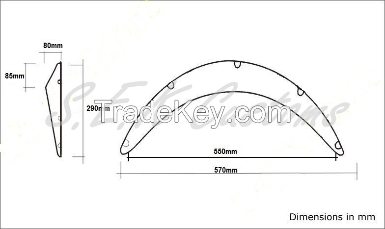 Universal fender flare from ABS plastic. 1 box-4pc