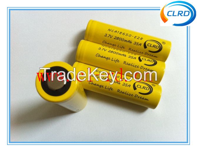 CLRD NCA18650-E28 2800mah 35amp high drain 18650 battery cells for e-cigarette