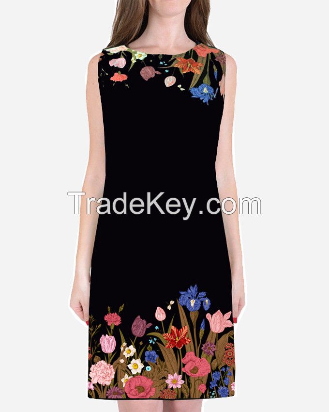 S16DR2- Black Floral Shift Dress