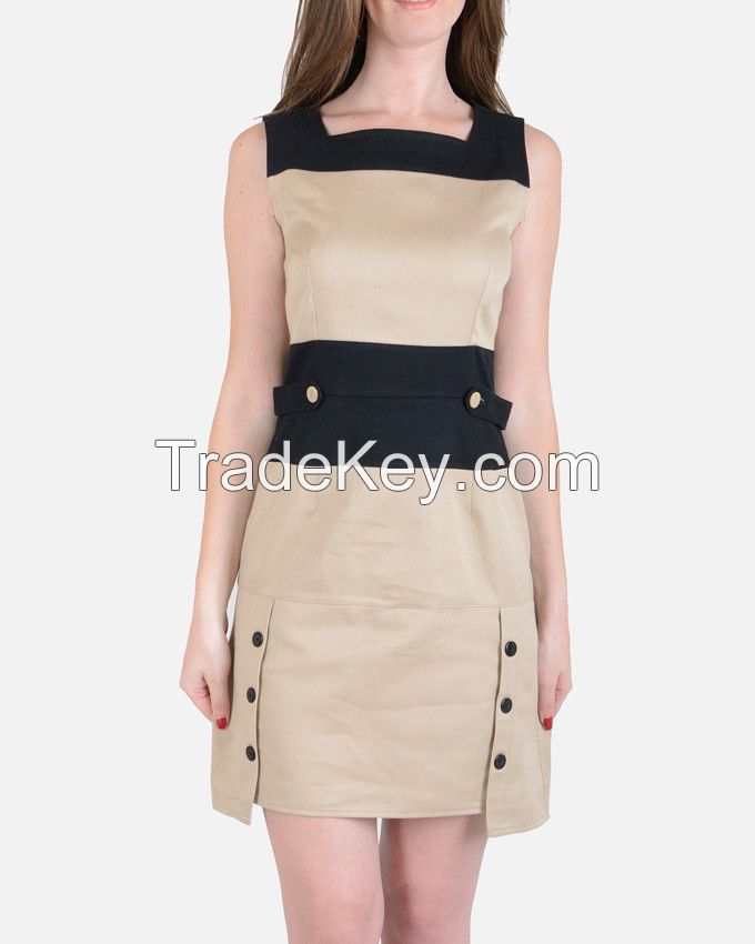 DR54- Gabardine/Cotton Sleeveless Shift Dress