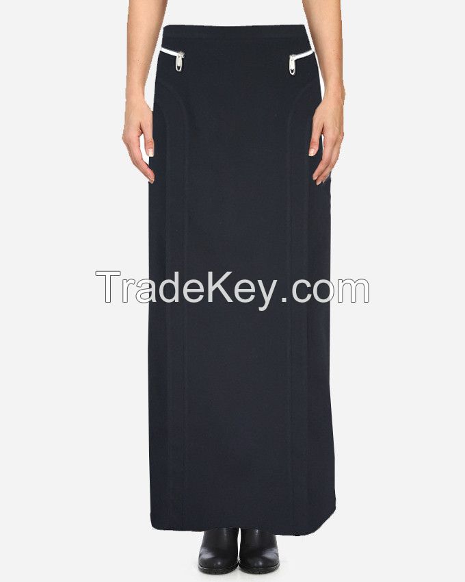 S16SK401-2 Zippers Plain Maxi Skirt