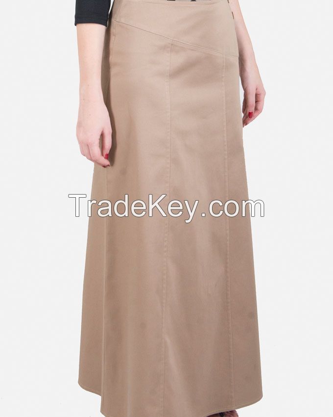 SSK403-Side Buttons Plain Maxi Skirt