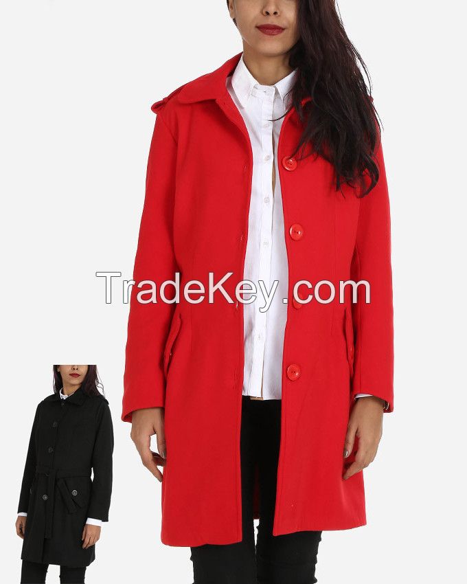 W16JAC903-Red Wool Above Knee Coat