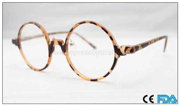 Vintage Retro Round Amber Leopard Tortoise Shell Eyeglass Frames 