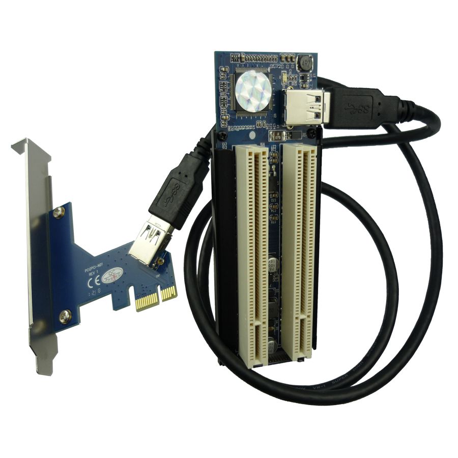 PCIe to two external pci slot pci expansion slot for external sound/fiscal card