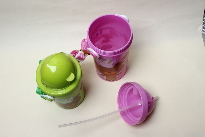 Children water bottle with a straw