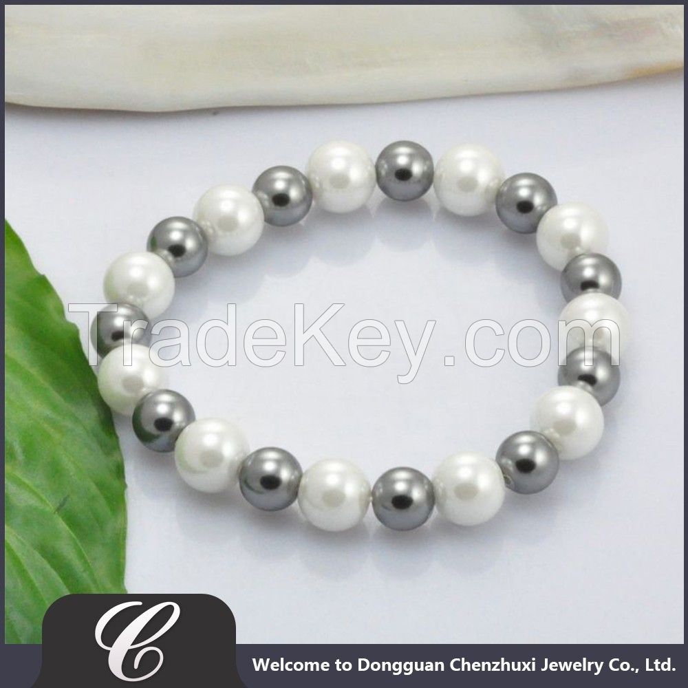 2017 Pearl Custom Bead Bracelets, Woman Accessories Costume Jewelry Imported Bracelets China, High End 3-8mm White Bead Bracelet