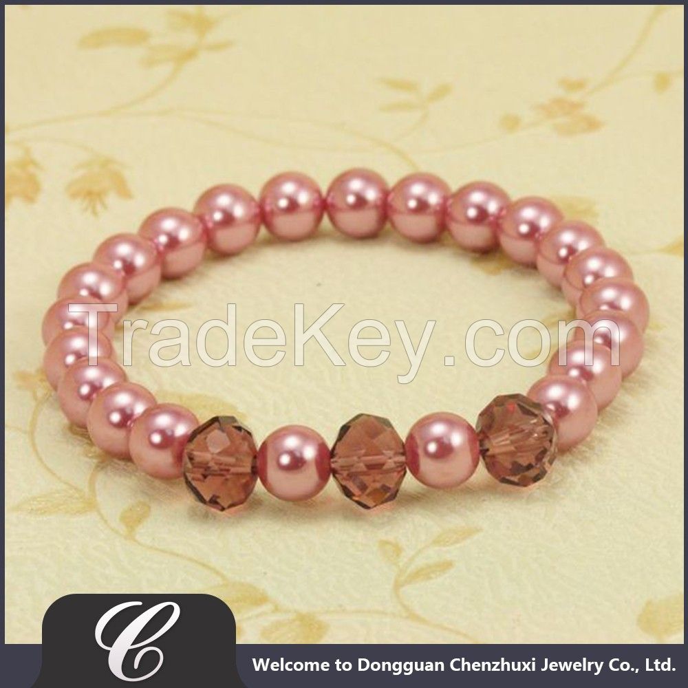 2017 Pearl Custom Bead Bracelets, Woman Accessories Costume Jewelry Imported Bracelets China, High End 3-8mm White Bead Bracelet