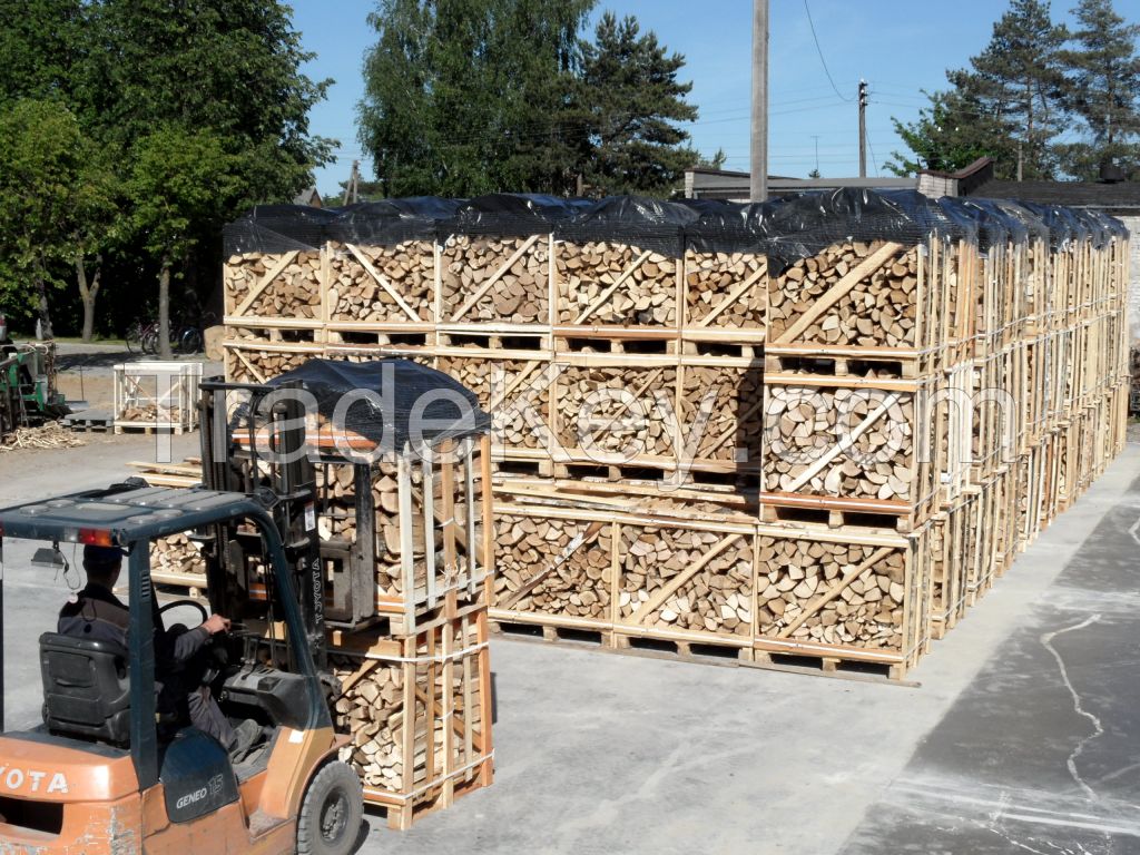 Firewood Birch, Oak, Ash, Hornbeam, Alder in wooden boxes 1m3 - 2m3 or Packed in bags