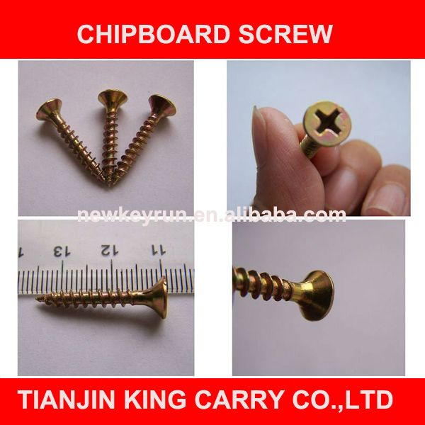 DIN7505 phillips CSK head zinc chipboard screws in china
