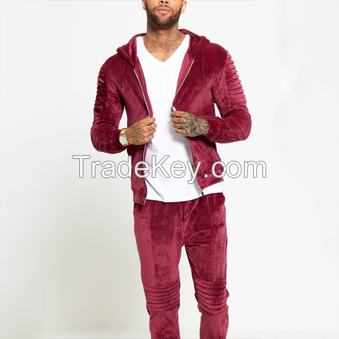 Source OEM service women fashion custom plain velour tracksuit