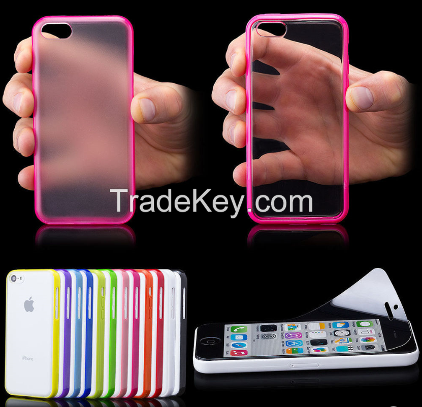 Hot selling Wholesale China Cheap Silicone Frame Clear Back Bumper Case Cover for iPhone 5C Glossy Case