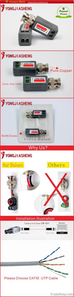 High-fidelity performance 1CH passive utp video balun Cat5 RJ45 Balun