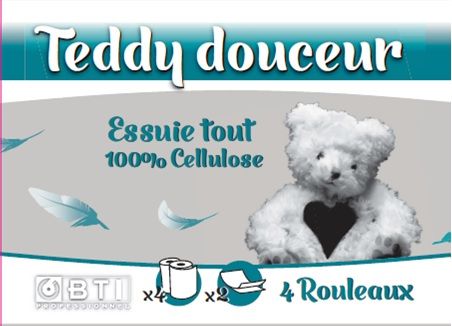 Kitchen Towel Teddy Douceur - 2 ply, 4 rolls