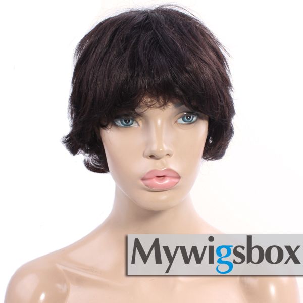 #2 Human Hair Short Wigs, Waved Brazilian Glueless Wigs