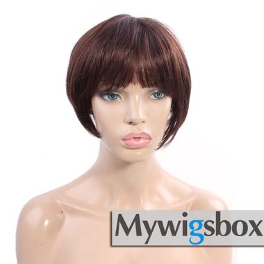 BOBO Short Wigs, Brazilian Human Hair Glueless Wig for Summer