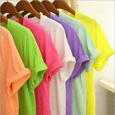 Roll up Crimping Solid Candy-Colored Short-Sleeved T-Shirt Female Loose 100% Cotton Tide Wild 15 Color Girl T Shirts