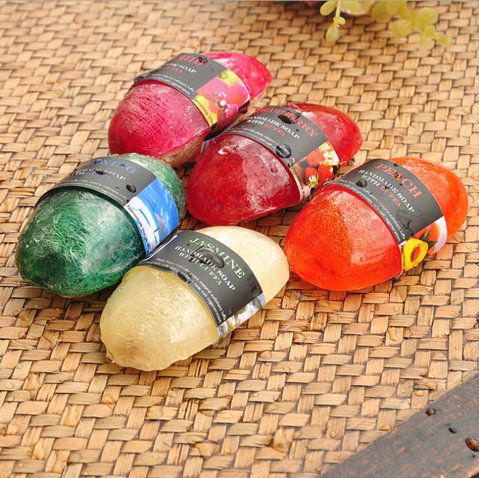 2014 Thailand Bath Soap Flower Fruit Fragrance 15 Colors Quality Beauty Oval Loofah Bath Type Handmade Oil Soap