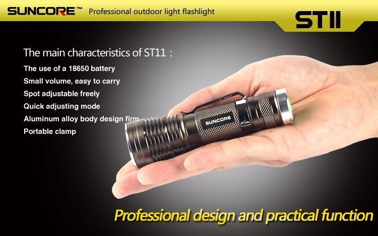 LED flashlight SUNCORE ST11 max 240Lumen, for camping, explore, searching, police 