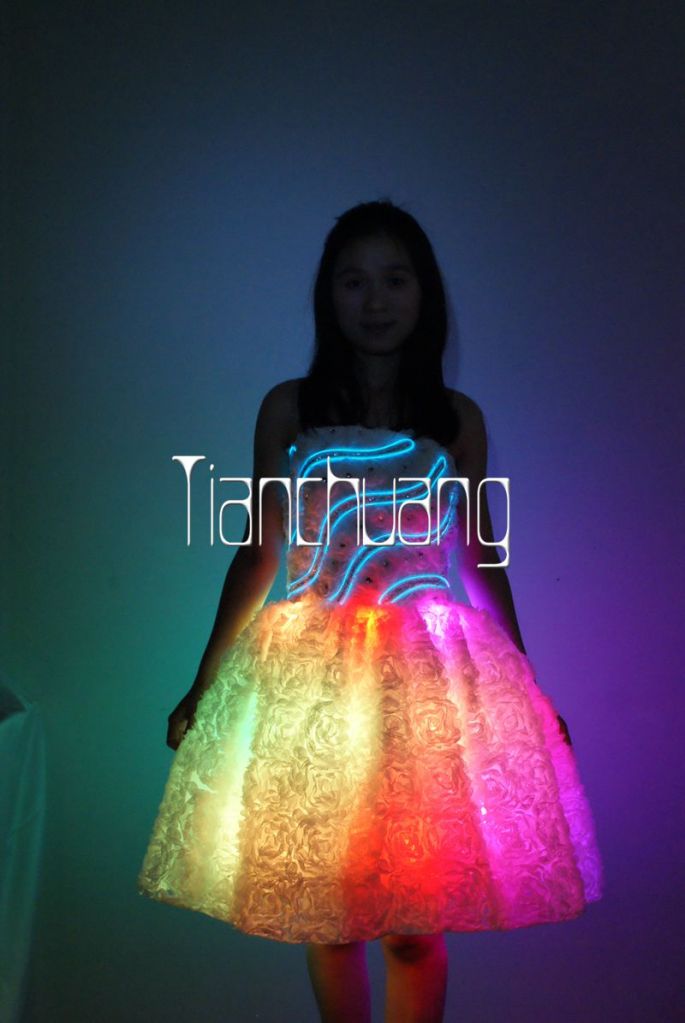 Full color rgb led shirt,customize luminous dress SD card controlled programm,light up dress for stage show,event