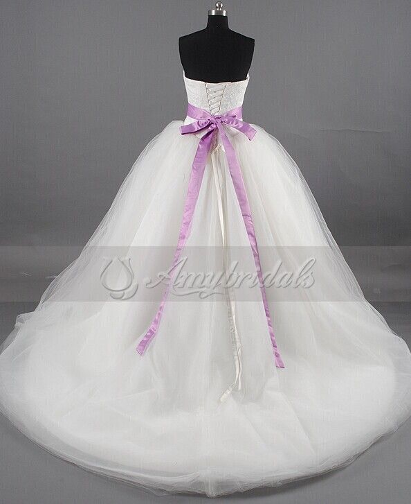 AM346a Sweetheart ball gown purple and white cheap wedding dresses made in china