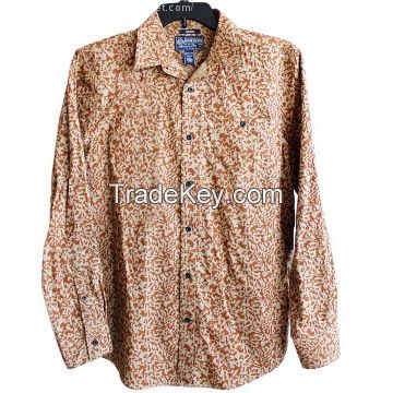 Cotton men's casual long sleeves Floral Print shirt