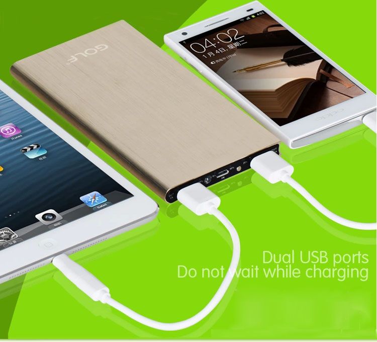 Aluminum Body Design Dual USB Portable Phone Charger 10000mAh Backup Battery Pack