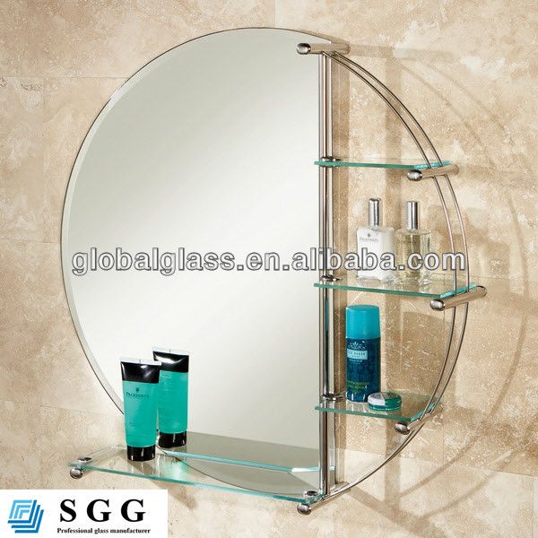 High quality bathroom mirror with glass shelf