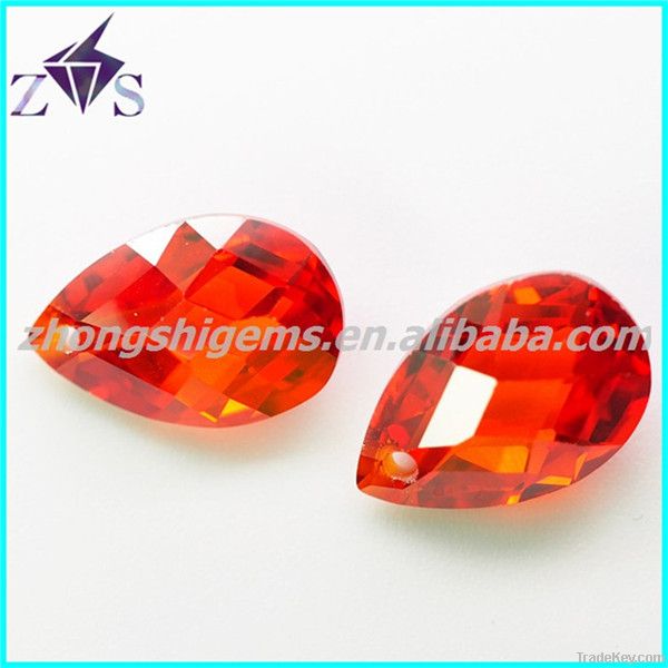 Wuzhou 2014 new product fashionale drop shape through hole gemstone
