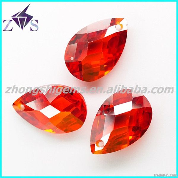 Wuzhou 2014 new product fashionale drop shape through hole gemstone