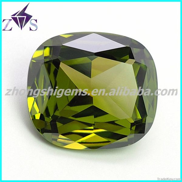 fashion cushion shape olive cubic zirconia loose gems jewelry