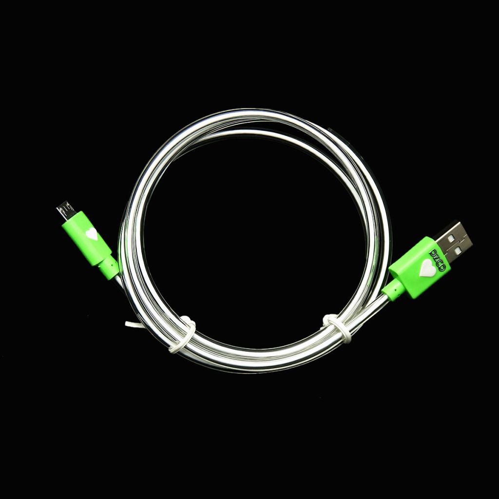 PZCD PZ-48 Micro USB Male to USB 2.0 Male Data Sync / Charging Cylinder Cable with LED Green light