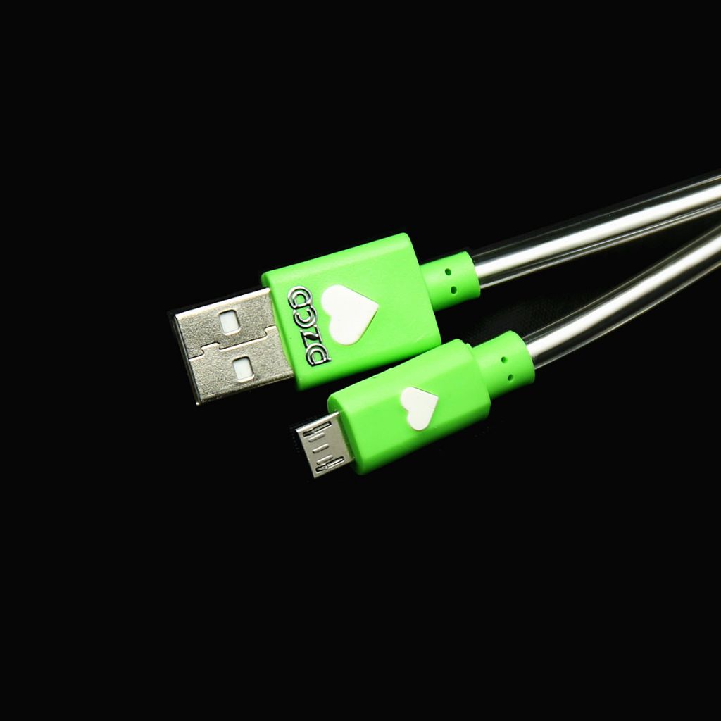 PZCD PZ-48 Micro USB Male to USB 2.0 Male Data Sync / Charging Cylinder Cable with LED Green light