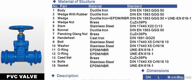 Ductile iron PVC valve