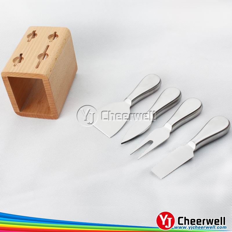 Round cheese board with 4pcs knives set-CB-4009