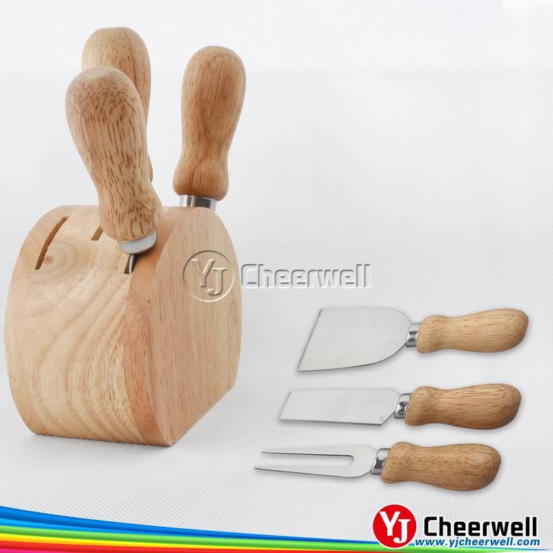 Round cheese board with 4pcs knives set-CB-4010