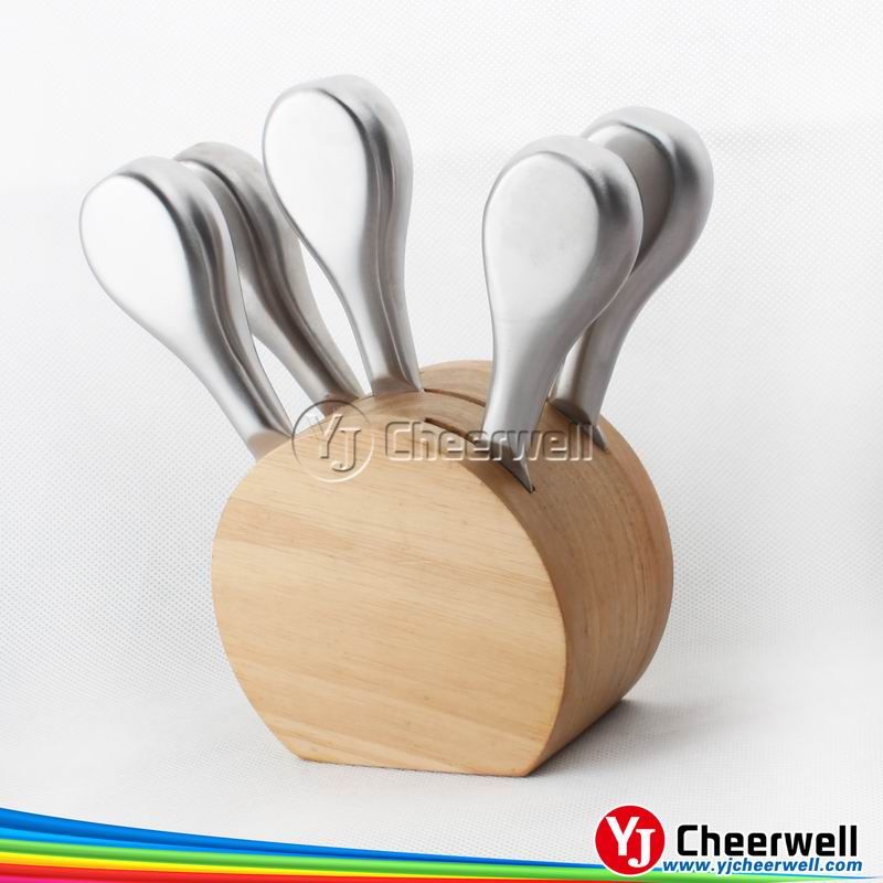 Round cheese board with 4pcs knives set-CB-4007