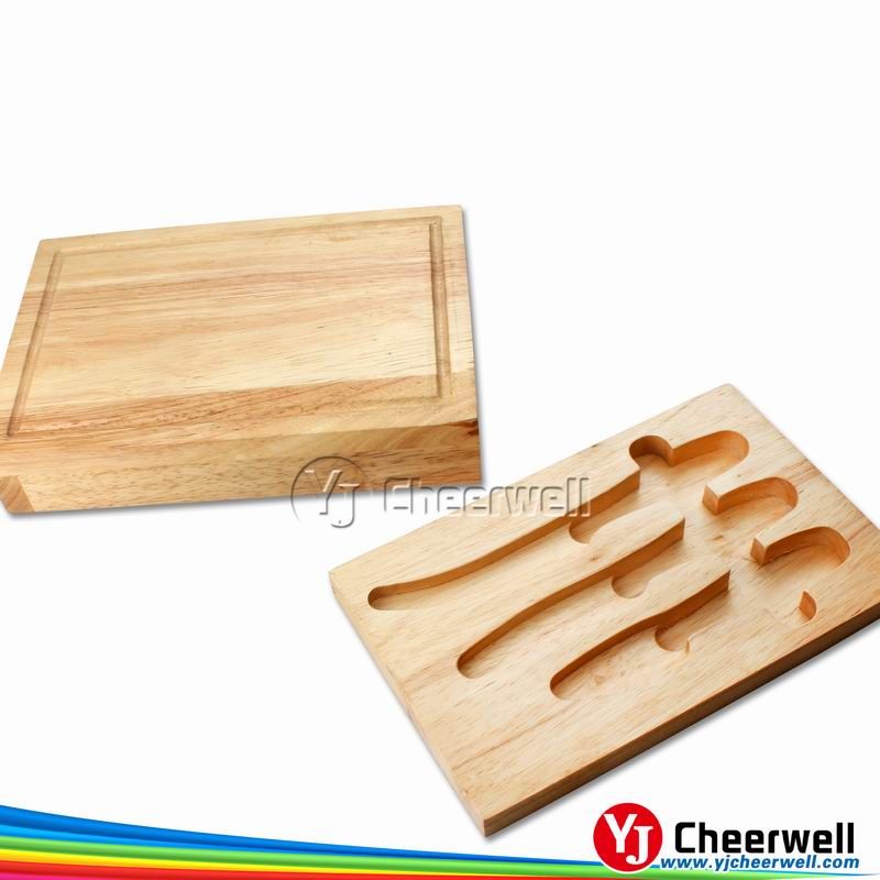 Round cheese board with 4pcs knives set-CB-4006