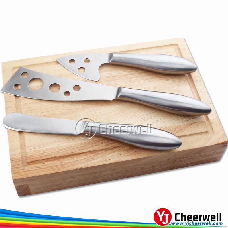 Round cheese board with 4pcs knives set-CB-4006
