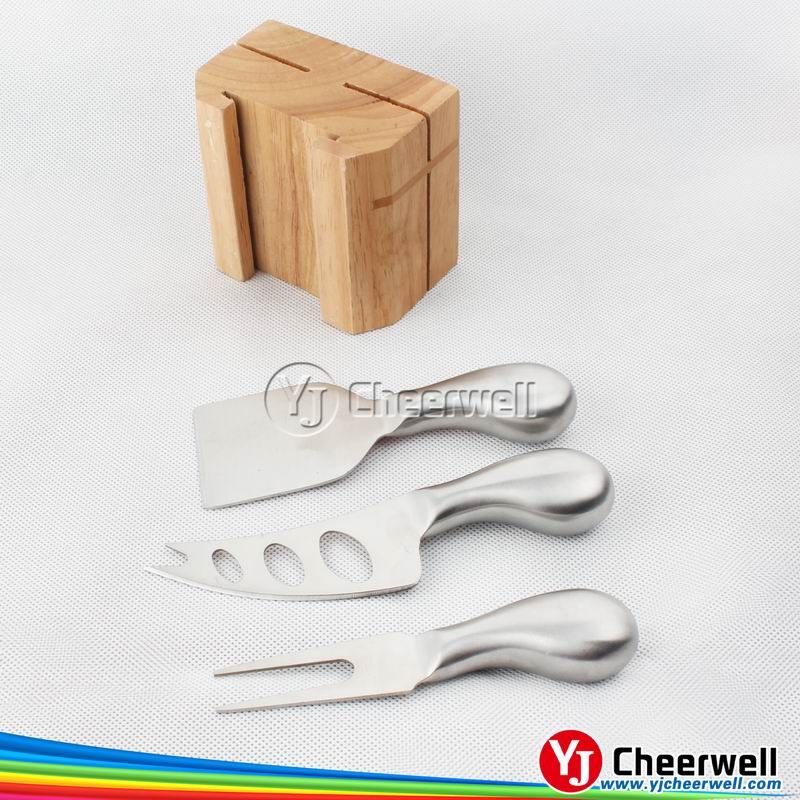 Round cheese board with 4pcs knives set-CB-4008